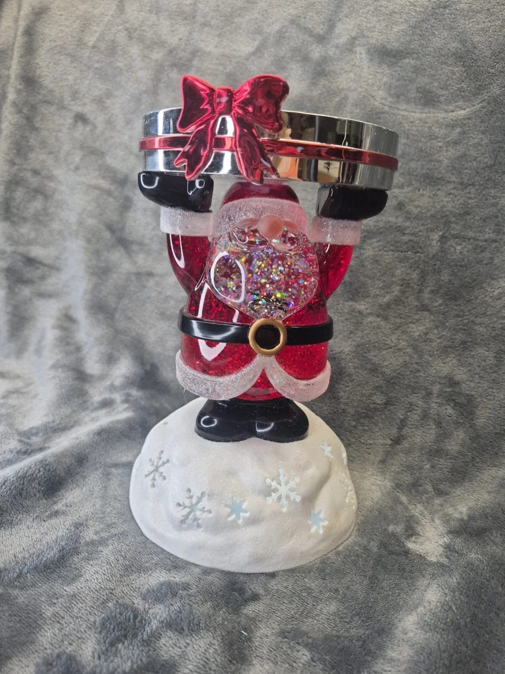 Bath & Body Works Christmas Santa Water Globe 3-Wick Candle Holder